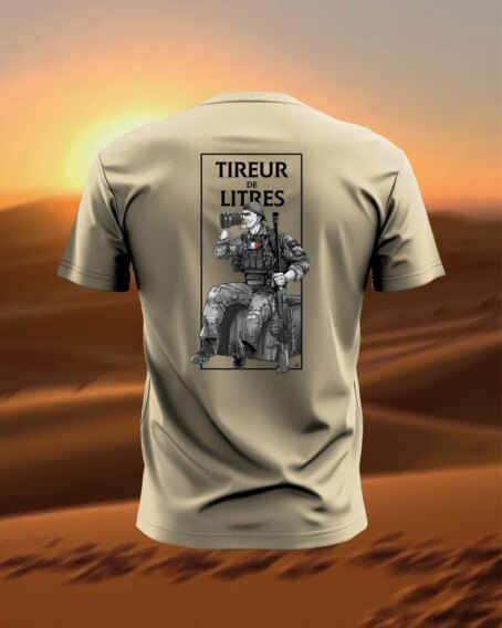 T-SHIRT BEIGE "TIREUR DE LITRE"