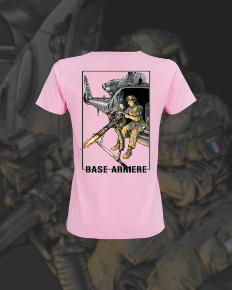 T-SHIRT ROSE POUR FEMME  "LA BASE ARRIERE"
