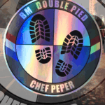 STICKER Holographique BM DOUBLE PIED ( 13 cm )