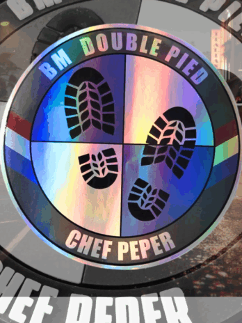 STICKER Holographique BM DOUBLE PIED ( 13 cm )