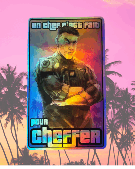 STICKER Holographique UN CHEF C'EST FAIT POUR CHEFFER( 14 cm )