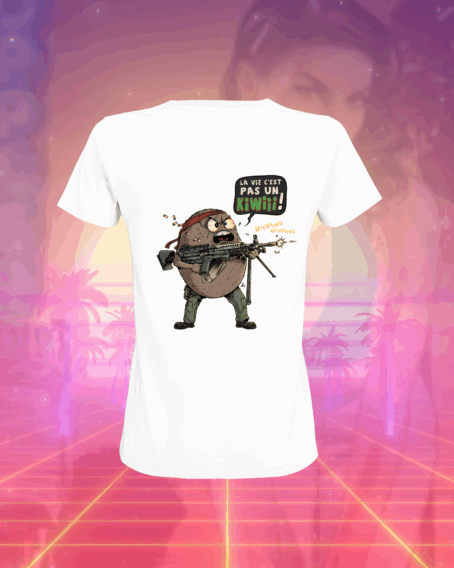 T-SHIRT BLANC POUR FEMME  "LA VIE C'EST PAS UN KIWI"