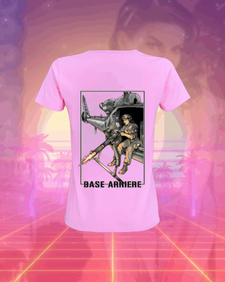 T-SHIRT ROSE POUR FEMME  "LA BASE ARRIERE"