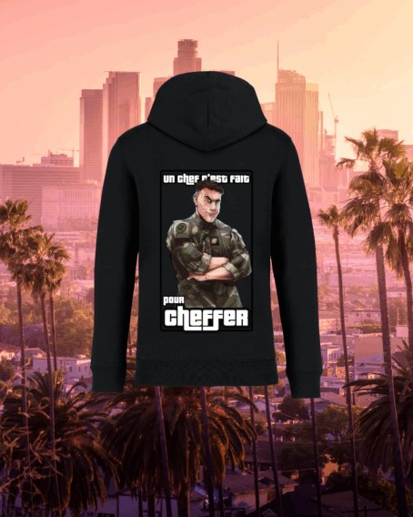 SWEAT NOIR "UN CHEF C'EST FAIT POUR CHEFFER"