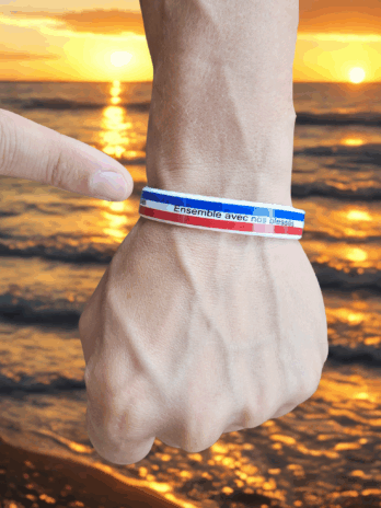 Bracelet Bleu/blanc/rouge « ensemble avec nos blessés »