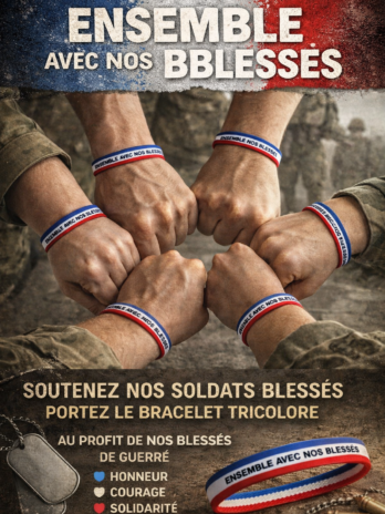 Bracelet Bleu / Blanc / Rouge – “Ensemble avec nos blessés”