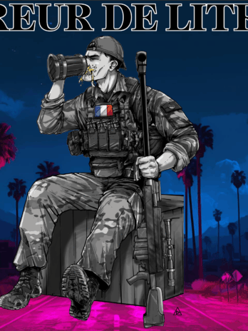 TASSE “TIREUR DE LITRE” bleu et rose