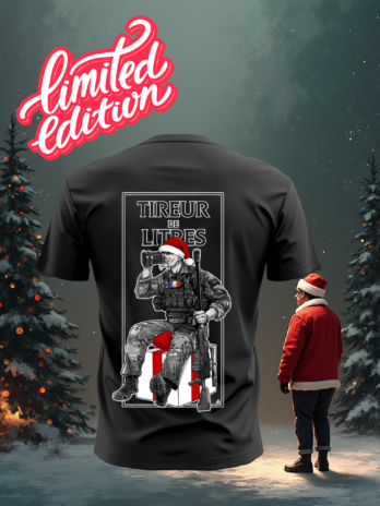 T-SHIRT EN EDITION LIMITÉE “TIREUR DE LITRES NOËL”