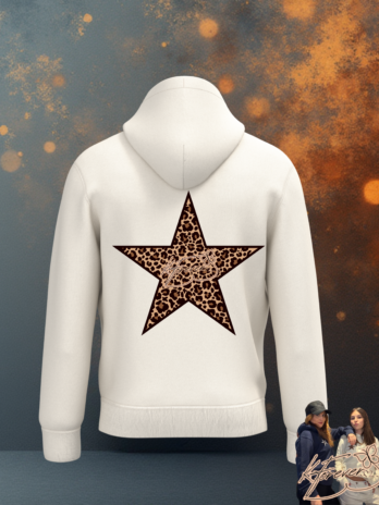 SWEAT KFOREVER “ÉTOILE LÉOPARD” BLANC