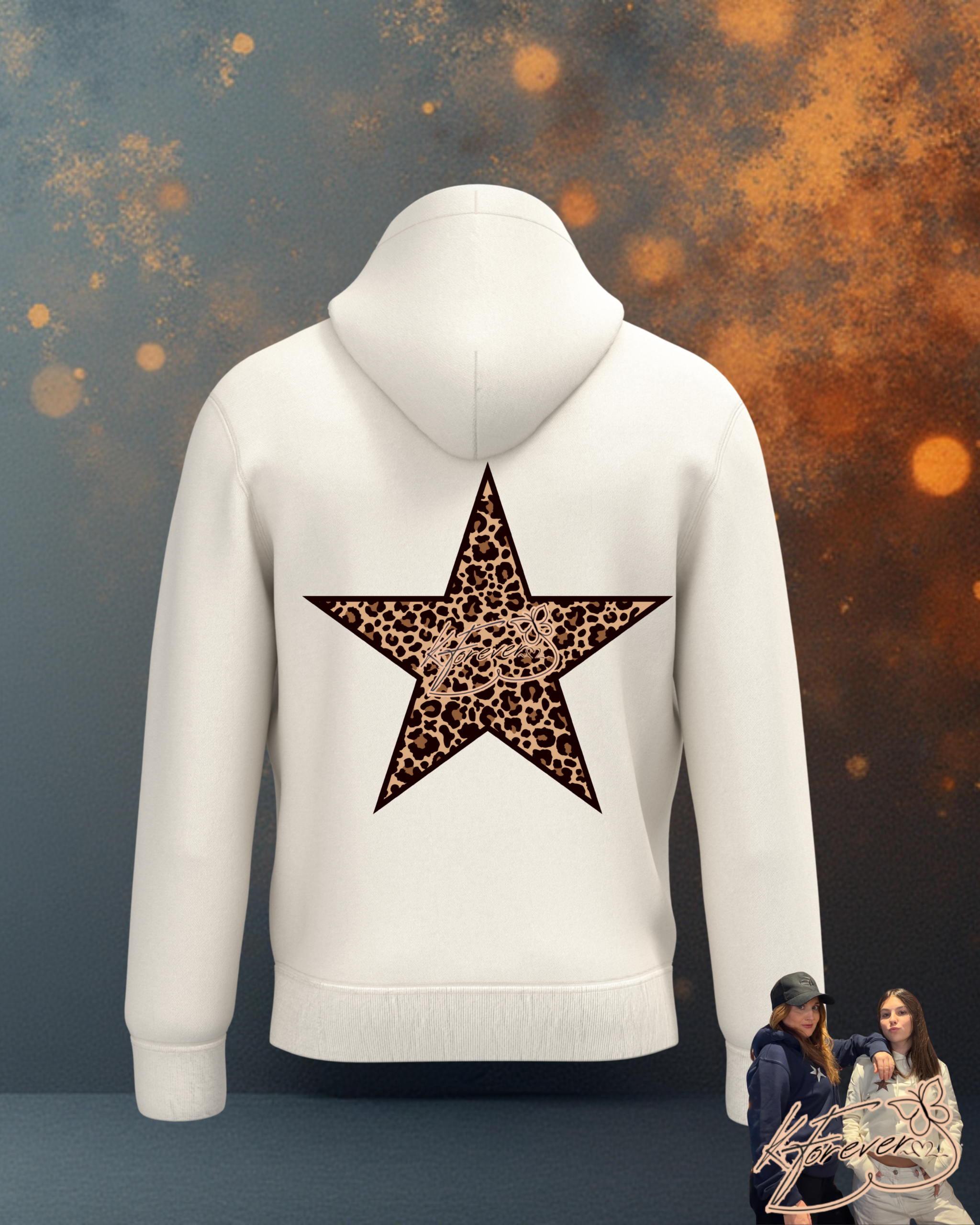 SWEAT KFOREVER “ÉTOILE LÉOPARD” BLANC