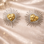 Boucles d’oreilles cœur rayonnant doré & argent – Bijou femme tendance | KF Forever