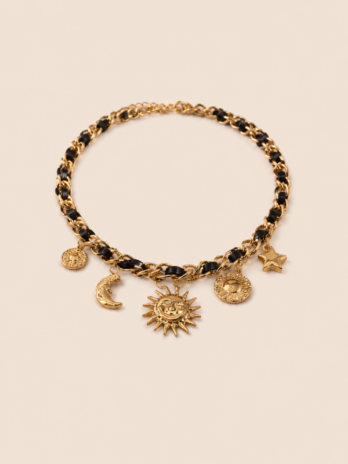 Collier chaîne dorée avec breloques soleil lune étoile | KF Forever