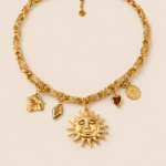 Collier doré soleil avec charms  tendance bohème | KF Forever