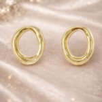 Boucles d’oreilles ovales dorées – Bijou minimaliste femme | KF Forever