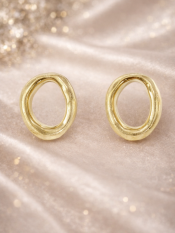 Boucles d’oreilles ovales dorées – Bijou minimaliste femme | KF Forever