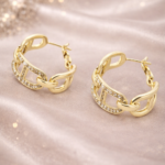 Boucles d’oreilles créoles chaîne avec strass – Bijou femme tendance | KF Forever
