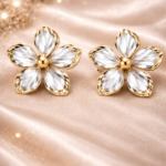 Boucles d’oreilles fleur cristaux – doré | KF Forever