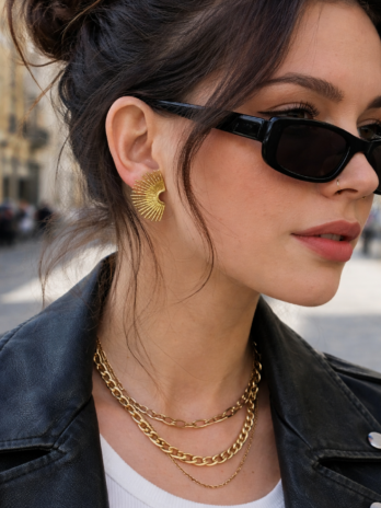 Boucles d’oreilles rayons dorés – design solaire | KF Forever