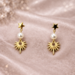 Boucles d’oreilles étoile perle dorées – Bijou céleste femme tendance | KF Forever