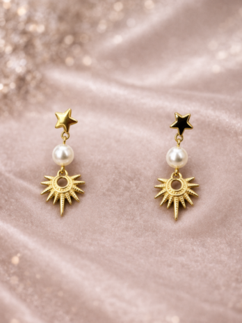Boucles d’oreilles étoile perle dorées – Bijou céleste femme tendance | KF Forever