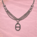 Collier chaîne multi-rangs  avec pendentif ovale – Bijou tendance femme | KF Forever