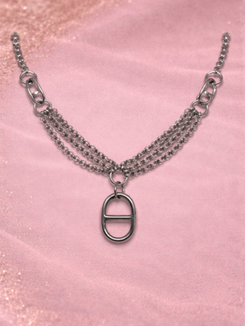 Collier chaîne multi-rangs  avec pendentif ovale – Bijou tendance femme | KF Forever