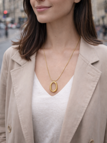 Collier doré avec pendentif ovale | KF Forever