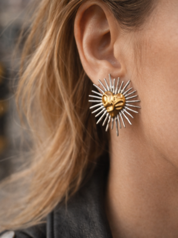 Boucles d’oreilles cœur rayonnant doré & argent – Bijou femme tendance | KF Forever