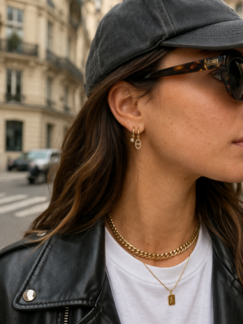 Boucles d’oreilles créoles dorées avec pendentif cristal | KF Forever