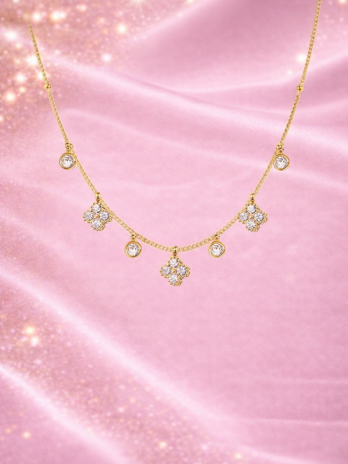 Collier  délicat avec pendentifs scintillants en Zircon | KF Forever