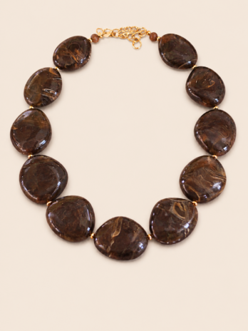 Collier pierres naturelles marron | KF Forever