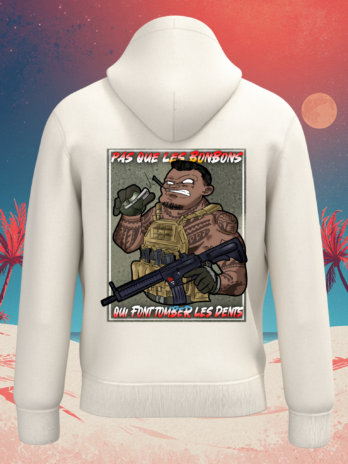 SWEAT MIXTE “Y A PAS QUE LES BONBONS QUI FONT TOMBER LES DENTS”