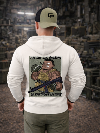 Sweat streetwear humour – “Y a pas que les bonbons qui font tomber les dents”