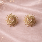 Boucles d’oreilles cœur doré rayonnant – Bijou femme tendance | KF Forever