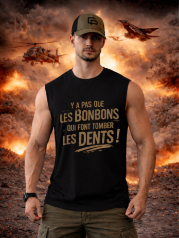 Débardeur homme à personnaliser “y a pas que les bonbons qui font tomber les dents ” | Chef Peper