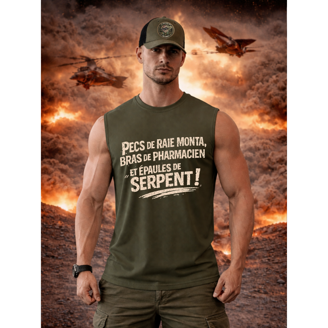 Débardeur homme à personnaliser "Pecs de raie monta, Bras de pharmacien et épaules de serpents " | Chef Peper – Image 10