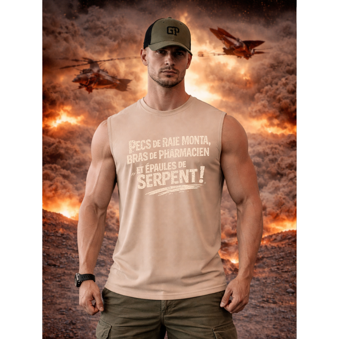 Débardeur homme à personnaliser "Pecs de raie monta, Bras de pharmacien et épaules de serpents " | Chef Peper – Image 12