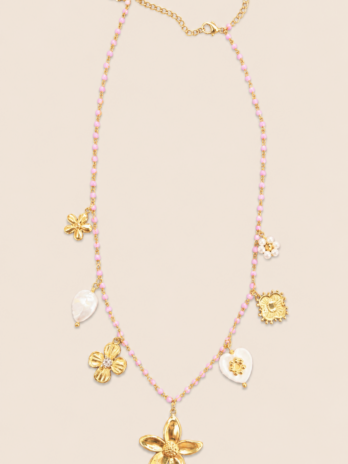 Collier Rosalya petite perle rose