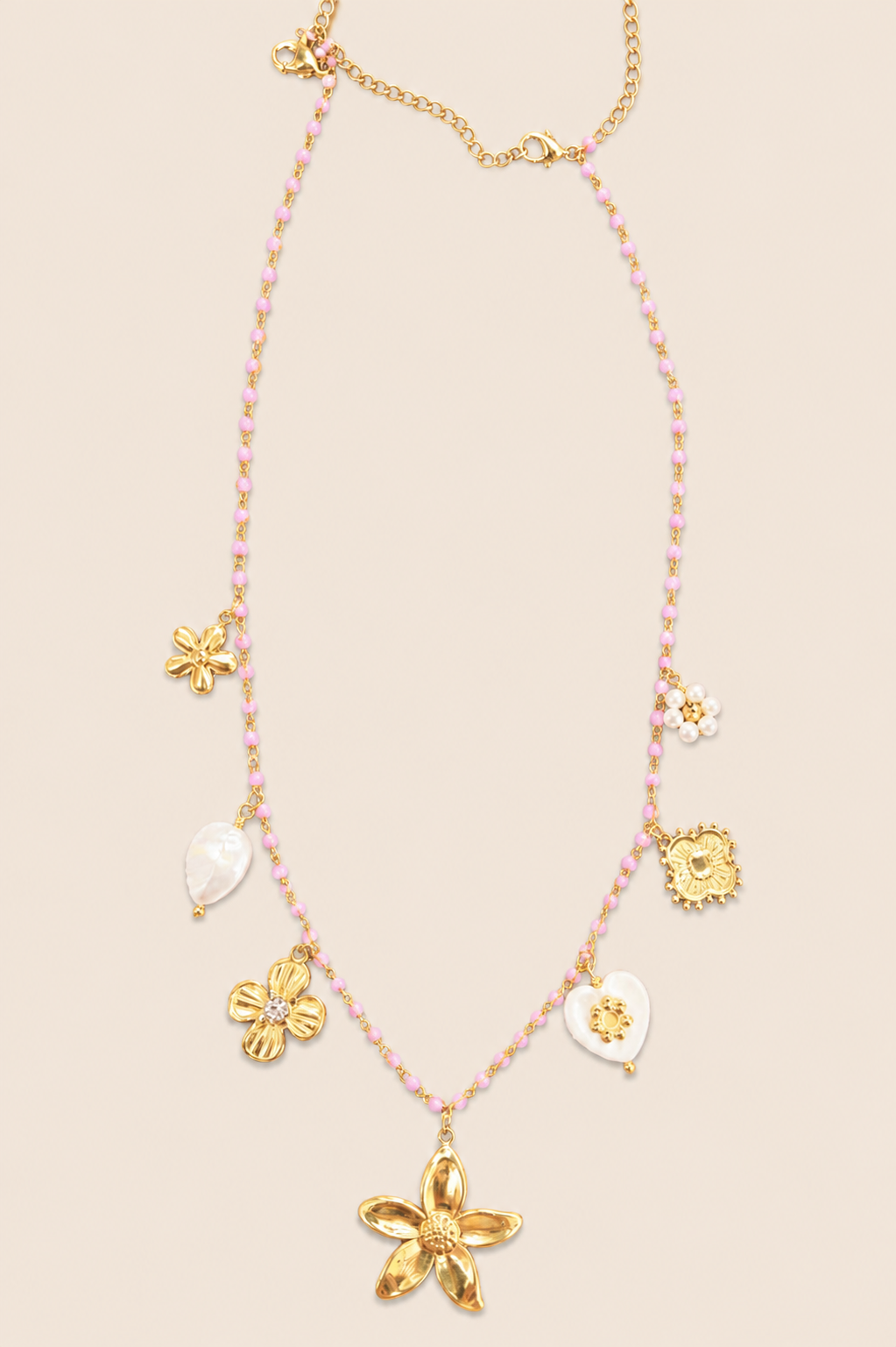 Collier Rosalya petite perle rose