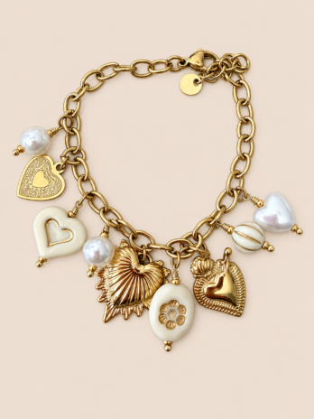Bracelet Romantica avec charms beige