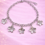Bracelet Chaîne Fleurs Argentées