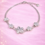 Bracelet double Fleurs Argentées