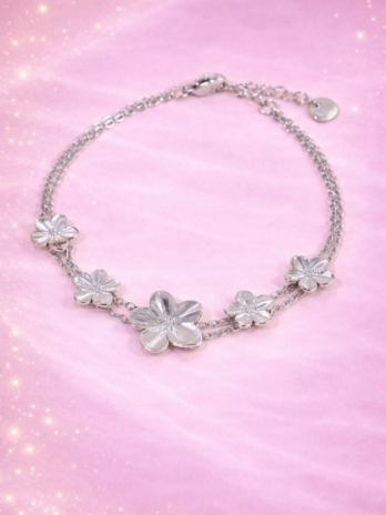 Bracelet double Fleurs Argentées