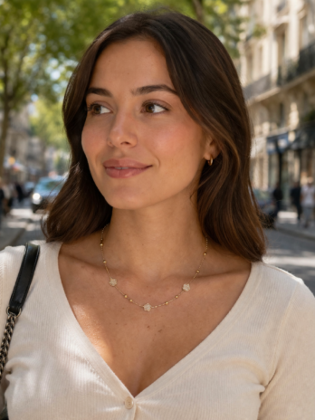 Collier 3 fleurs zircon – Collier fin femme élégant minimaliste