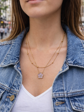 Coffret Bijoux Fleur Élégance – Bracelet & Collier Doré