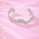 Bracelet Manchette Fleurs Argentées