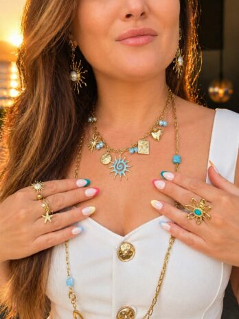 Collier Ocealya soleil bleu turquoise