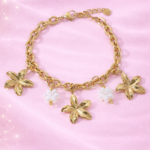 Bracelet chaîne doré fleurs – charms floral élégant