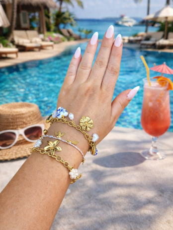 Bracelet Perles Porcelaine Bleue