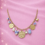 Collier Médailles avec charms en porcelaine bleu